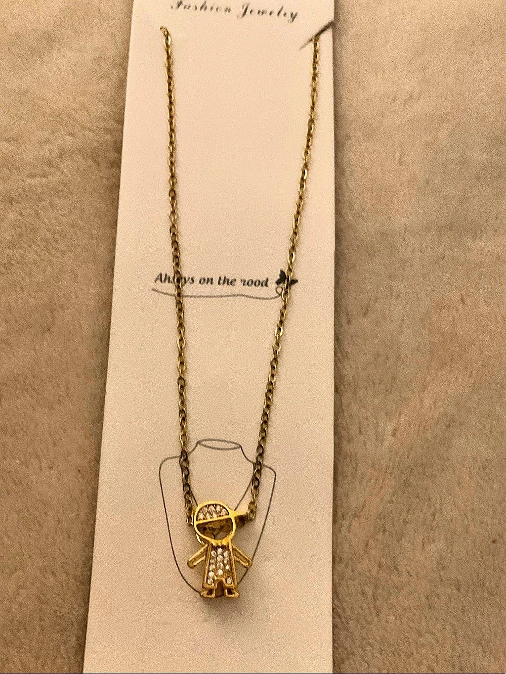 Gold-Tone Boy Pendant Necklace NWT
